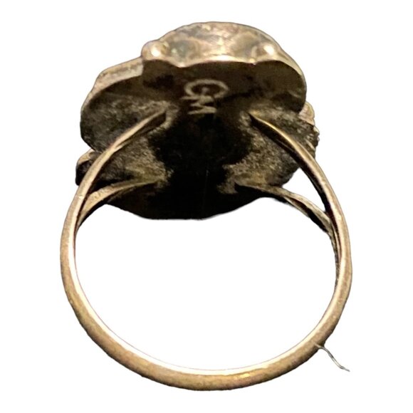 Ring Size 5.5 2 Mother of Pearl 10mm x 8mm Native Possibly Old Pawn Sterling Sil - Picture 12 of 14